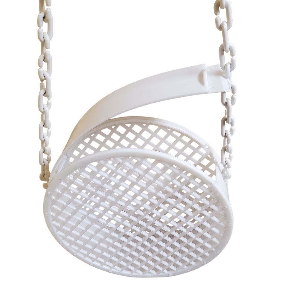 MCM White Circular Crossbody Bag. Plastic Grid w/ Unique Opening. - Picture 3 of 10
